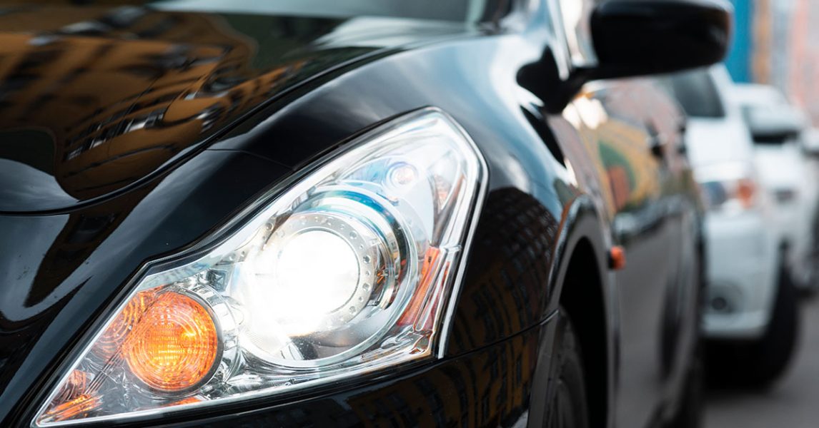 front-view-black-car-lights